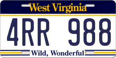 WV license plate 4RR988