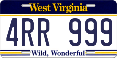 WV license plate 4RR999