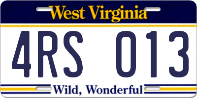 WV license plate 4RS013