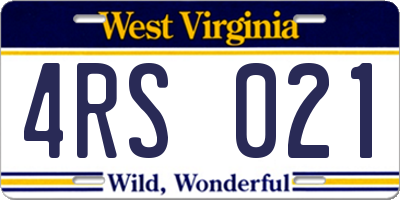 WV license plate 4RS021