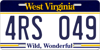 WV license plate 4RS049