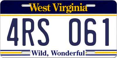 WV license plate 4RS061