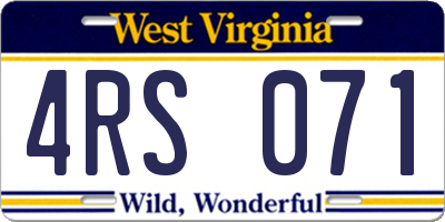 WV license plate 4RS071