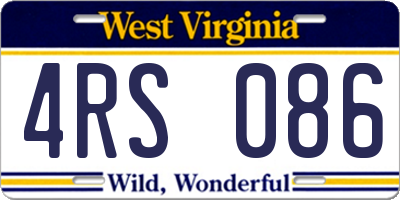 WV license plate 4RS086