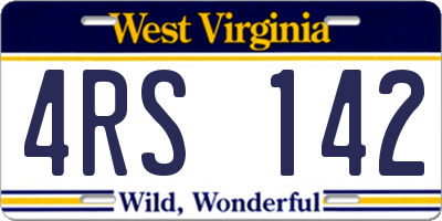 WV license plate 4RS142