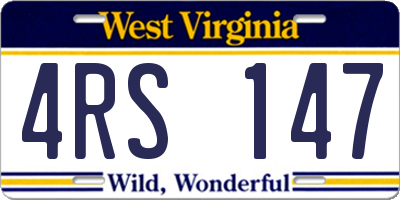 WV license plate 4RS147