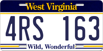 WV license plate 4RS163