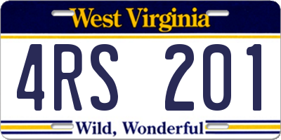 WV license plate 4RS201