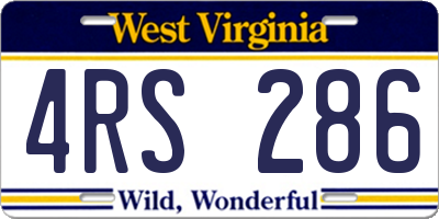 WV license plate 4RS286