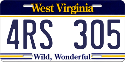 WV license plate 4RS305
