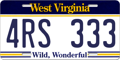 WV license plate 4RS333