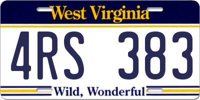 WV license plate 4RS383