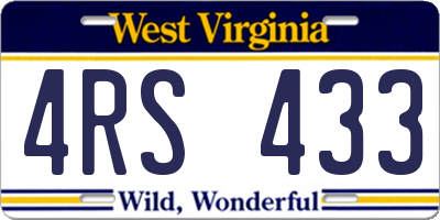 WV license plate 4RS433