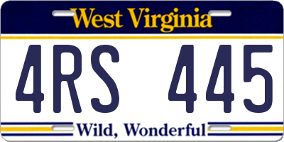 WV license plate 4RS445