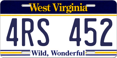 WV license plate 4RS452