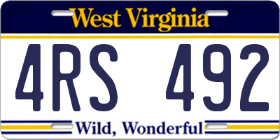 WV license plate 4RS492