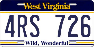 WV license plate 4RS726