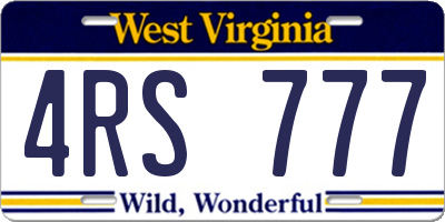 WV license plate 4RS777