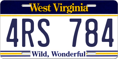 WV license plate 4RS784