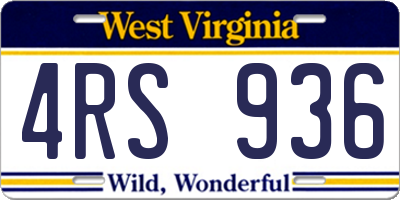 WV license plate 4RS936