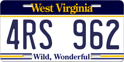 WV license plate 4RS962