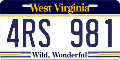 WV license plate 4RS981