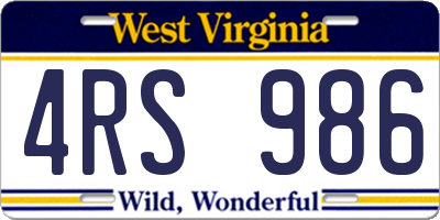 WV license plate 4RS986