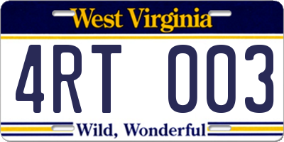 WV license plate 4RT003