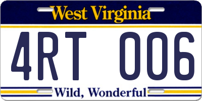 WV license plate 4RT006