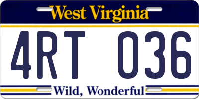 WV license plate 4RT036