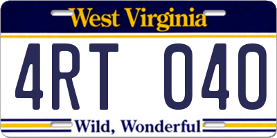 WV license plate 4RT040