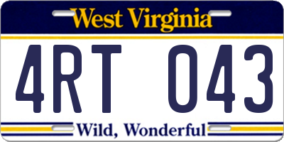 WV license plate 4RT043