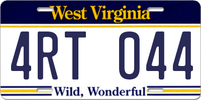 WV license plate 4RT044