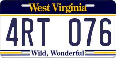 WV license plate 4RT076