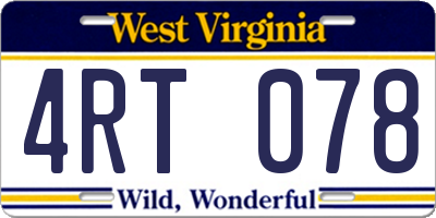 WV license plate 4RT078