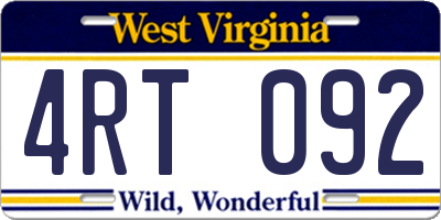 WV license plate 4RT092