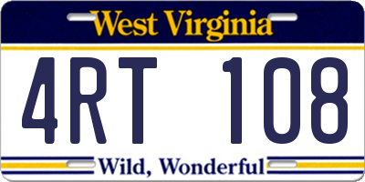WV license plate 4RT108