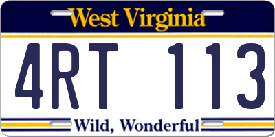 WV license plate 4RT113