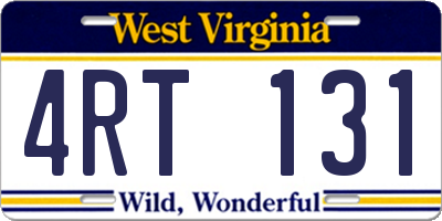 WV license plate 4RT131