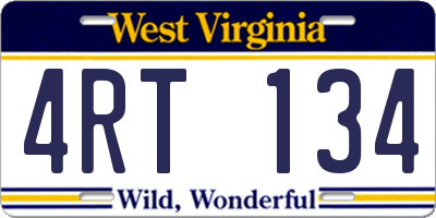 WV license plate 4RT134