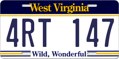 WV license plate 4RT147