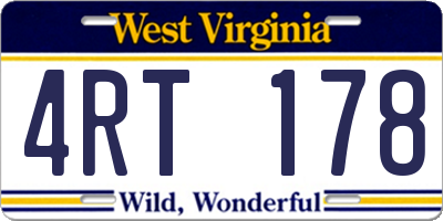WV license plate 4RT178