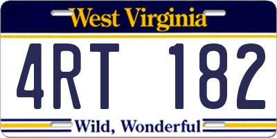 WV license plate 4RT182