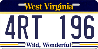 WV license plate 4RT196
