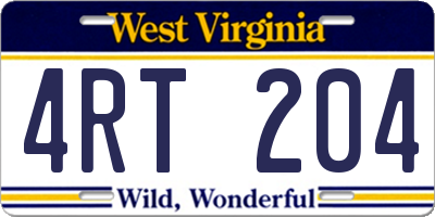 WV license plate 4RT204