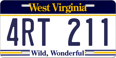 WV license plate 4RT211