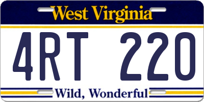 WV license plate 4RT220