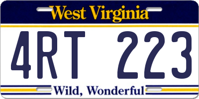 WV license plate 4RT223