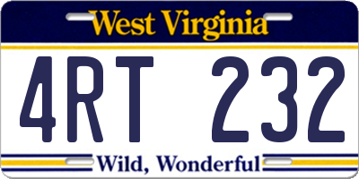 WV license plate 4RT232