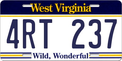 WV license plate 4RT237